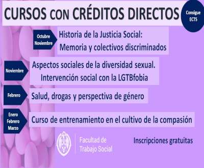 Cursos con Créditos Directos Facultad de Trabajo Social 2025/2026